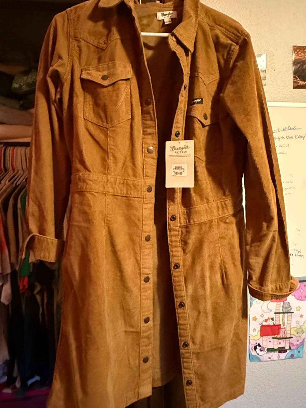 Wrangler Retro Women's Brown Corduroy Trench Coat